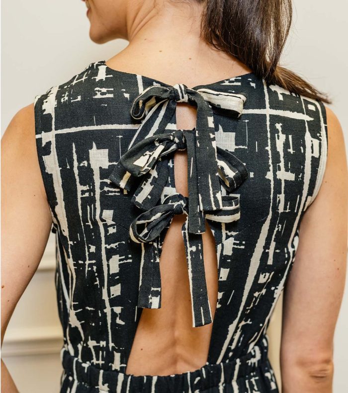 Audrey Sun Dress in Black & White Print - Image 4