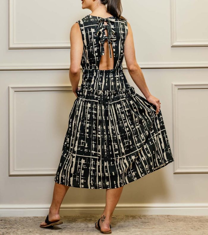 Audrey Sun Dress in Black & White Print - Image 2