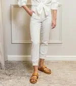 Stephani Tailored Jogger in Off-White