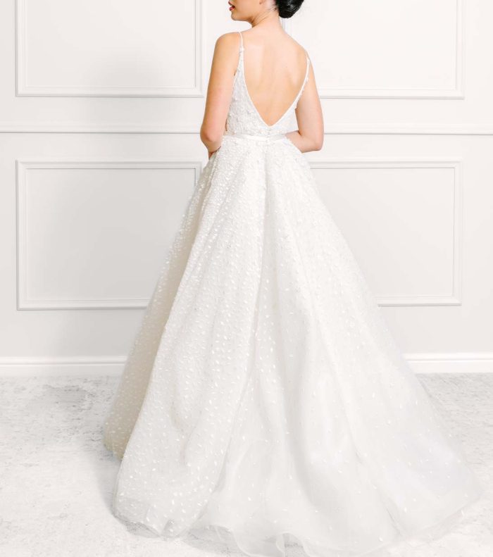 Katherine Petal Embroidery Wedding Gown with Overskirt - Image 3