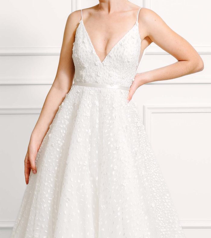 Katherine Petal Embroidery Wedding Gown with Overskirt - Image 5