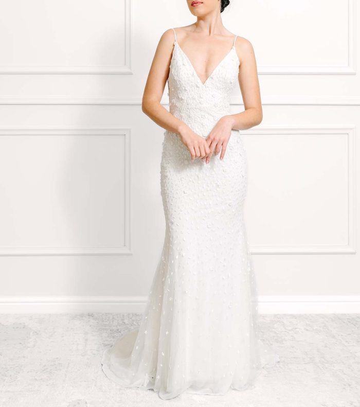 Katherine Petal Embroidery Wedding Gown with Overskirt - Image 2
