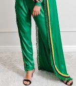 Mia Satin Jumpsuit with Matching Fringe & Multi-Colour Trims - Image 5