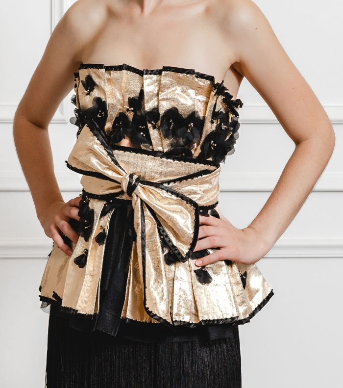 Noirelle Gold Corset and Black Fringe Skirt - Image 3
