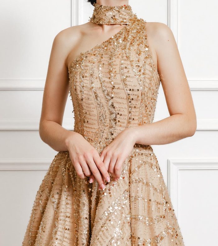 Luana Gold Sequin & Beaded Tea Dress - Image 4