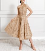 Luana Gold Sequin & Beaded Tea Dress