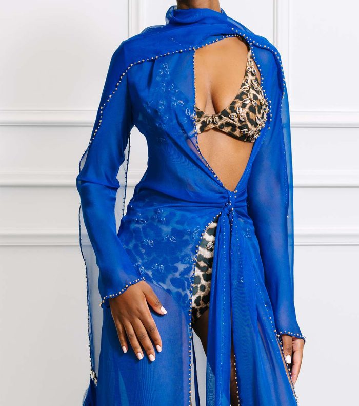 Zahara Cobalt Blue Overdress & Leopard Print Bikini - Image 3