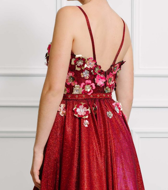 Skye Two-tone Red Sparkle Evening Gown and Cape - Image 8