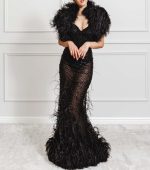 Velora Black Ostrich Feathers Bolero Cover-Up - Image 3