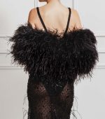 Velora Black Ostrich Feathers Bolero Cover-Up - Image 2