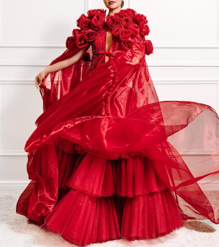Aliyah Rose Red Floral Cape - Image 3