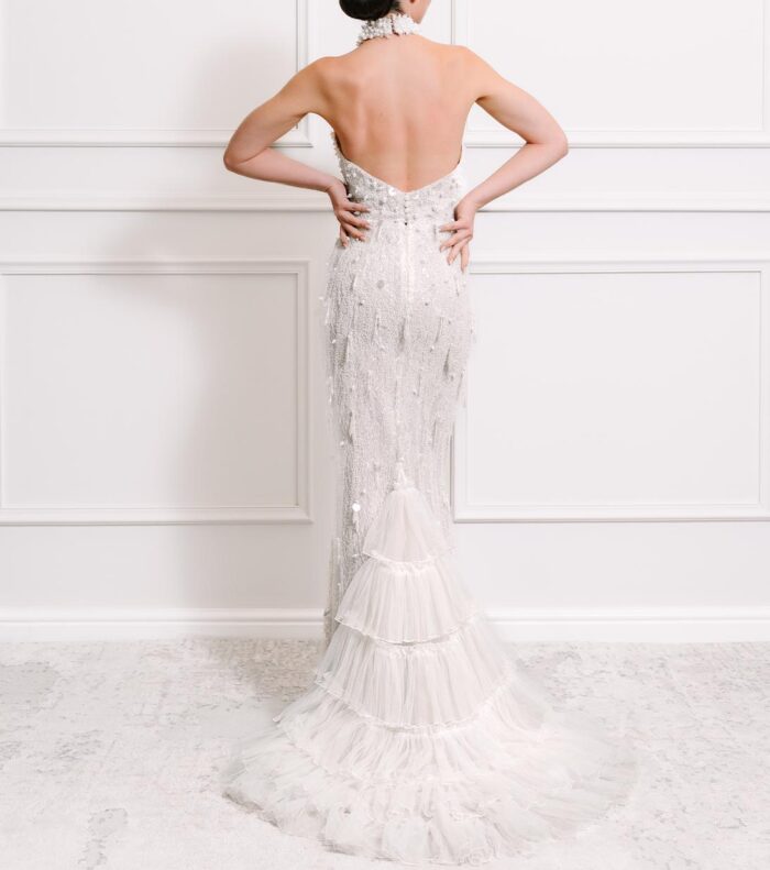 Halter Neck Beaded Evening Gown - Image 2
