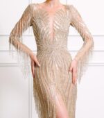 Savannah Fringe Beaded Evening Gown - Image 3