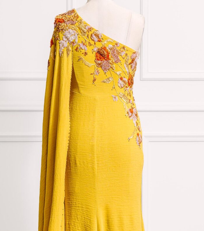 Demi-Leigh One-Shoulder Cape Evening Gown - Image 4