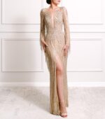 Savannah Fringe Beaded Evening Gown